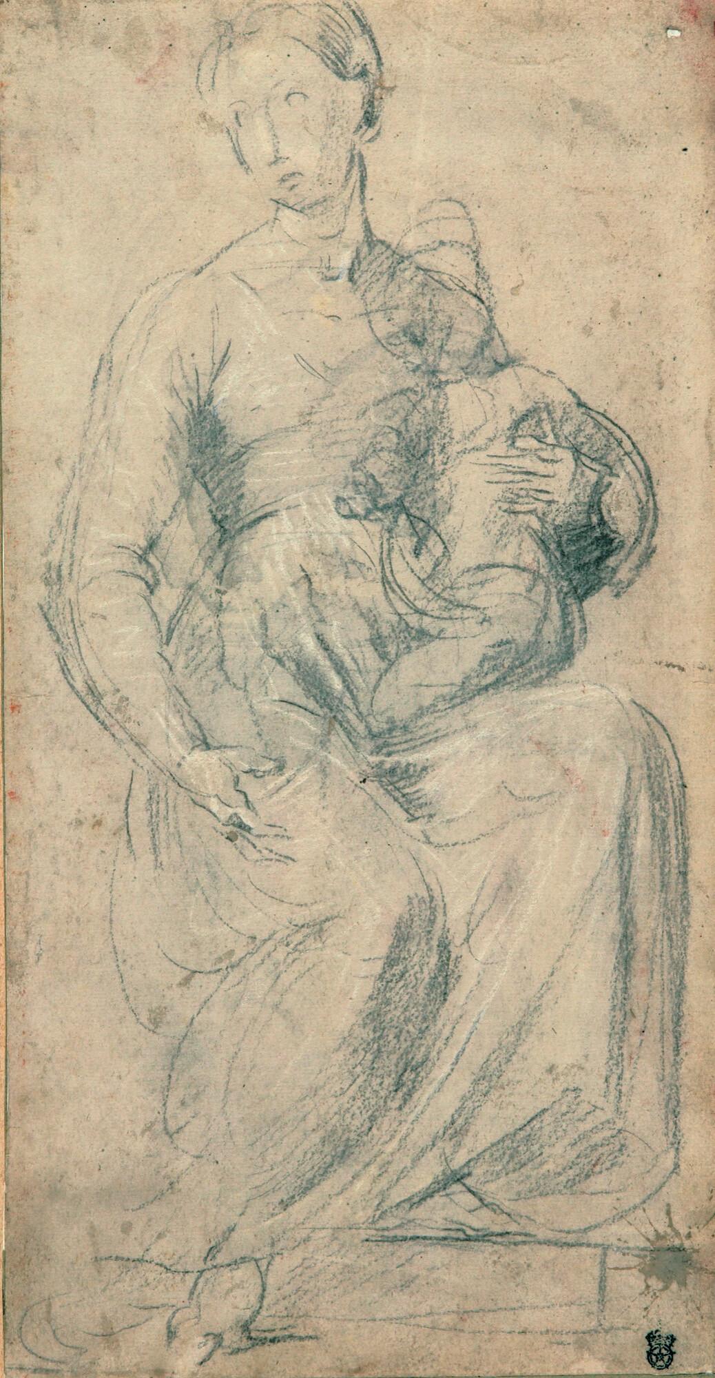 Giovanni Antonio Sogliani - Die sitzende Madonna mit dem Jesuskind im Arm.