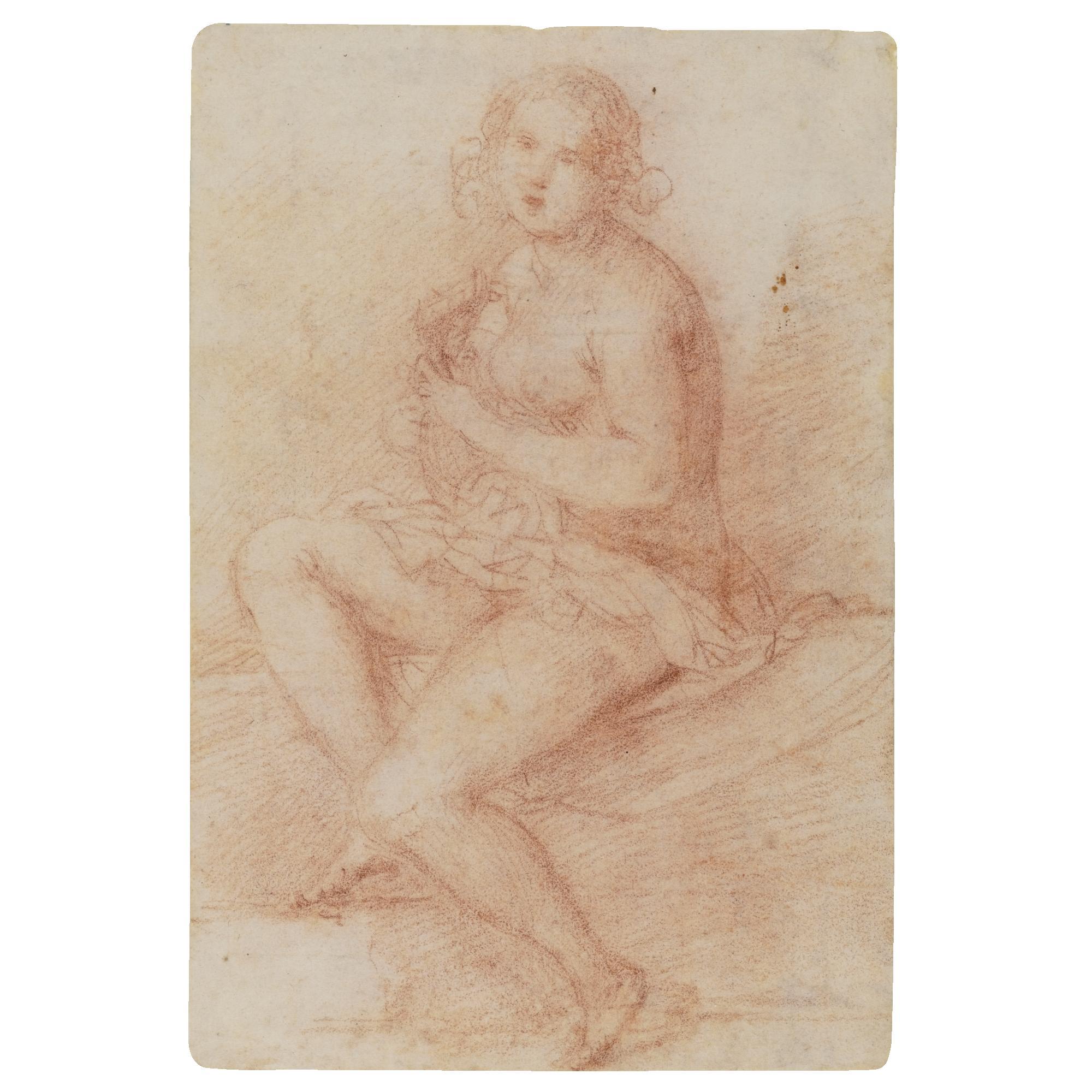 Giovanni Baglione - Nude Seated Woman Playing A Lute