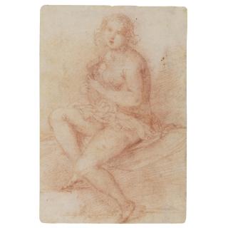 Giovanni Baglione - Nude Seated Woman Playing A Lute
