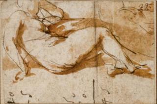 Giovanni Baglione - Une femme nue allongée, tournée vers la droite