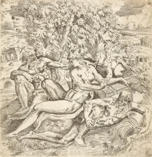 Giovanni Battista Angelo del Moro - Nymphe mit Flussgott und altem Mann.