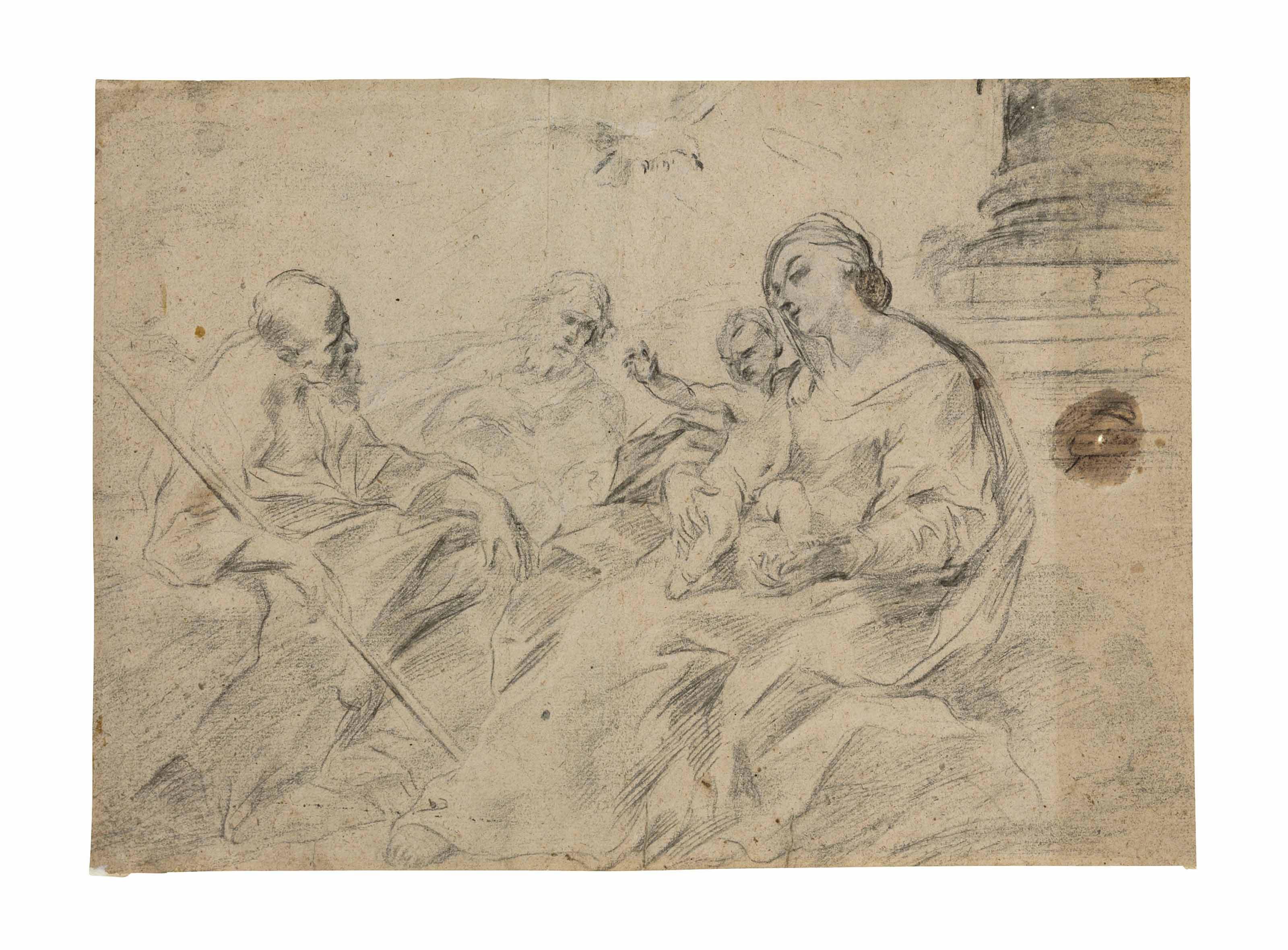 Giovanni Battista Beinaschi - The Madonna and Child adored by two saints