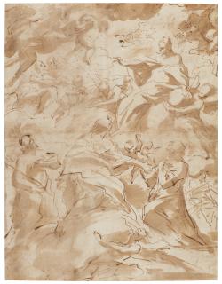 Giovanni Battista Beinaschi - The Virgin Interceding With Christ On Behalf Of Two Jesuits Saints