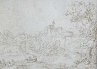 Giovanni Battista Busiri - A view of a castle on a hilltop