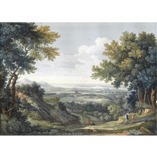 Giovanni Battista Busiri - A View Of The Roman Campagna With Abraham And Isaac In The Foreground