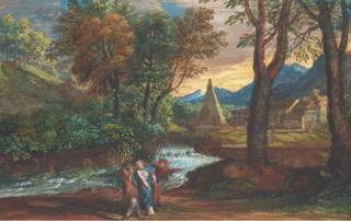 Giovanni Battista Busiri - Le Christ rencontrant les Pélerins d\'Emmaüs dans un paysage classique