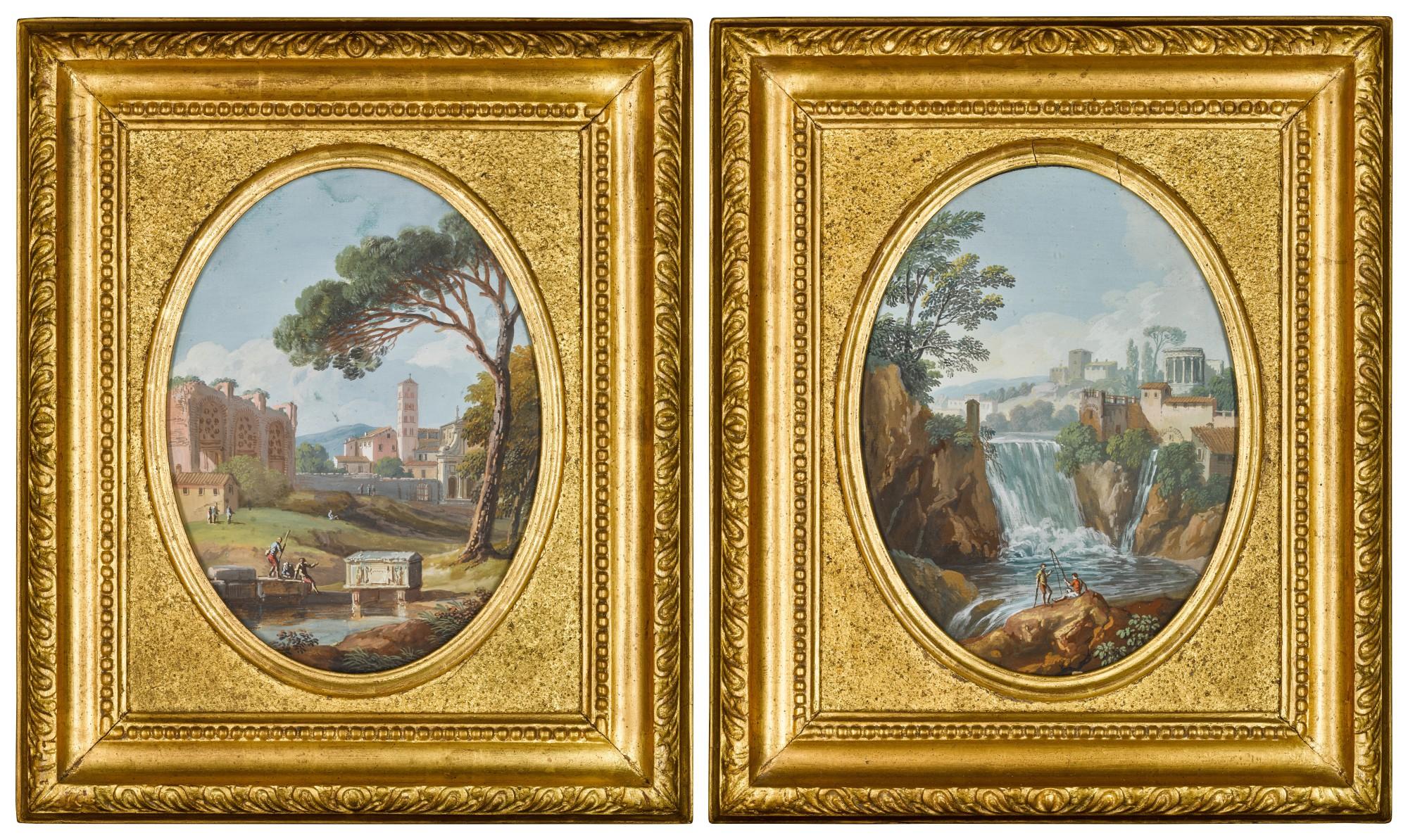 Giovanni Battista Busiri - The Falls at Tivoli; A view in the Roman campagna