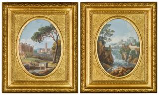 Giovanni Battista Busiri - The Falls at Tivoli; A view in the Roman campagna