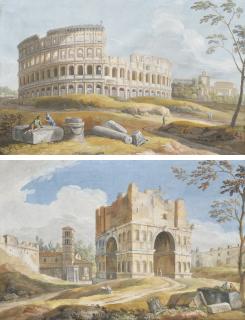 Giovanni Battista Busiri - View of the Colosseum, Rome; and View of the Arch of Janus with the Church of S. Giorgio in Velabro, Rome