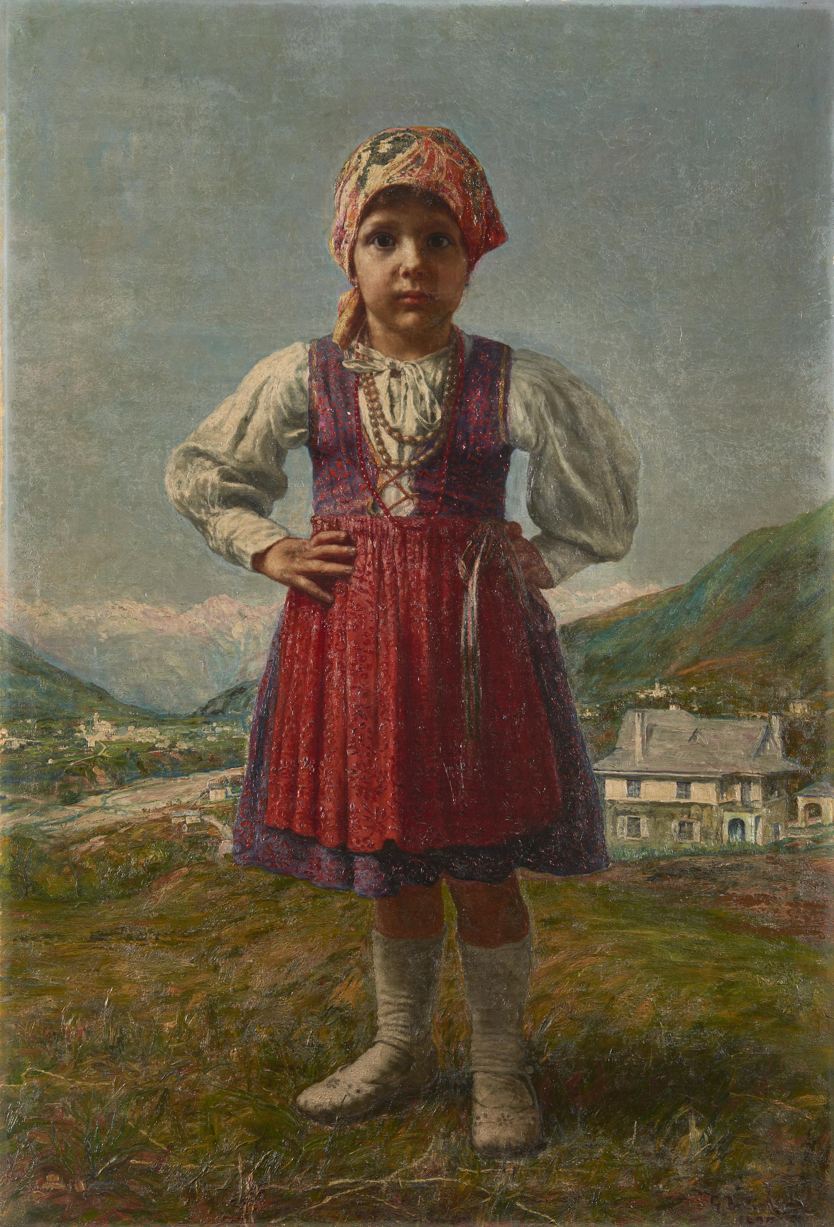 Giovanni Battista Ciolina - Ritratto di bambina in abiti tradizionali della Val d\'Ossola