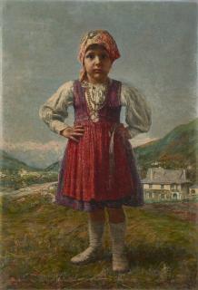 Giovanni Battista Ciolina - Ritratto di bambina in abiti tradizionali della Val d\'Ossola