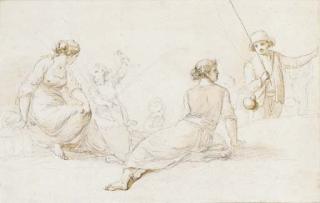 Giovanni Battista Cipriani, R.A. - Girls with an angler on a river bank