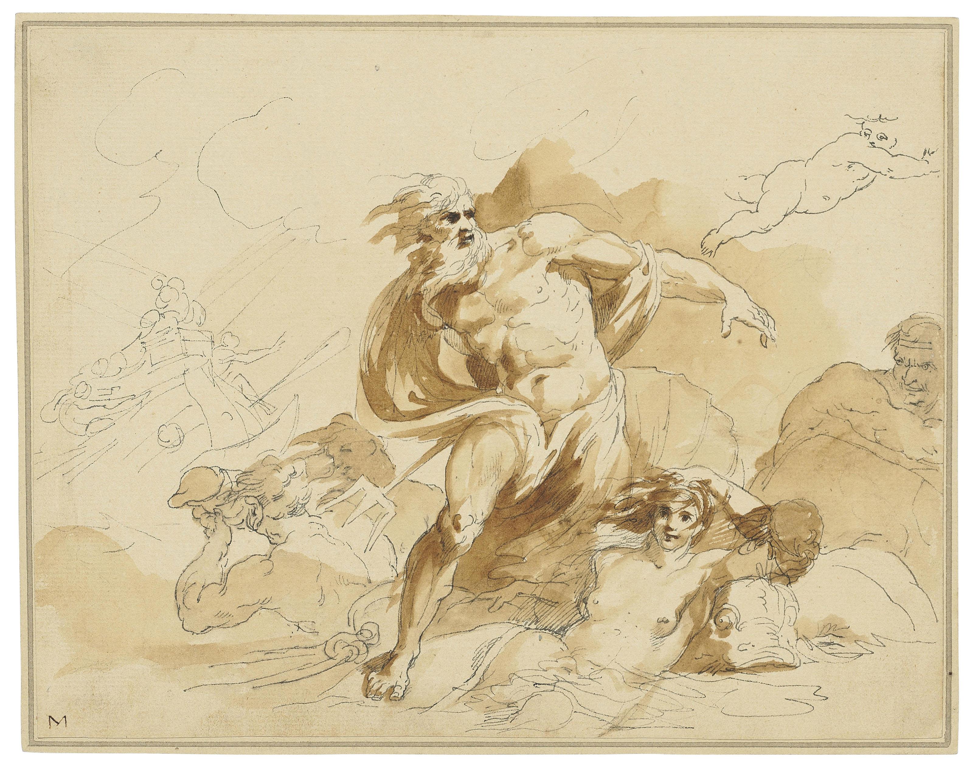 Giovanni Battista Cipriani, R.A. - Poseidon rising from the waves with nereids