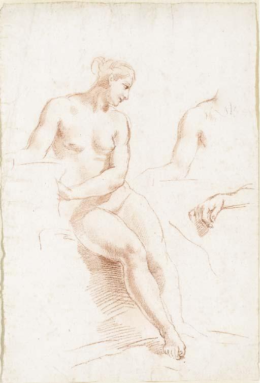 Giovanni Battista Cipriani - Femme Nue Assise Et Études Subsidiaires D\'Un Bras Et D\'Une Main
