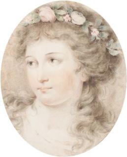 Giovanni Battista Cipriani - Head of a girl crowned with flowers