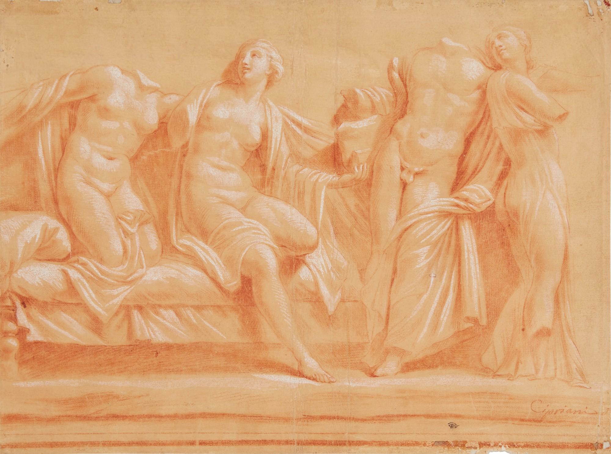 Giovanni Battista Cipriani - Study of a frieze depicting Alcibiades and Hetaerae, after the antique
