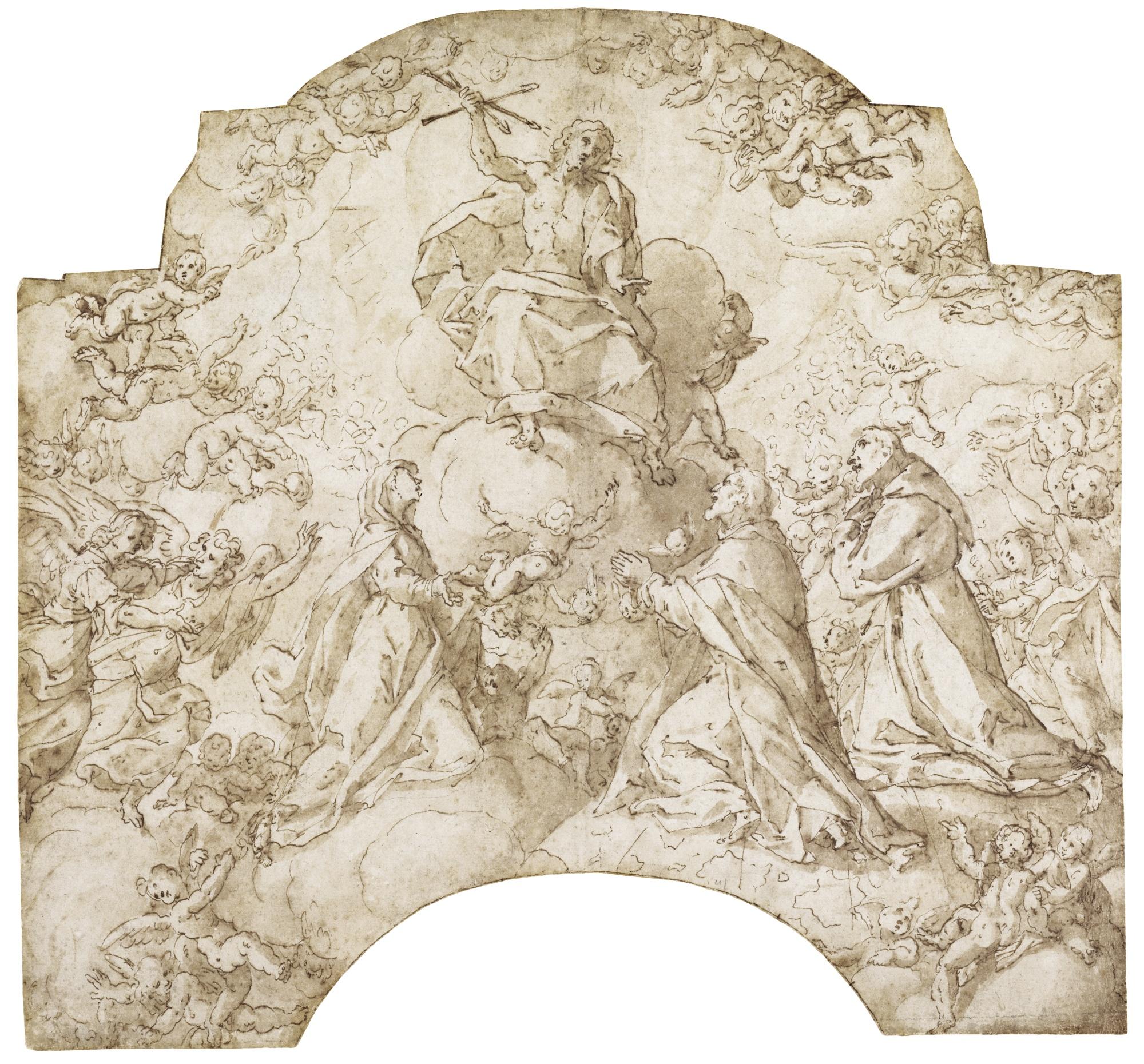 Giovanni Battista Della Rovere - Christ In Glory, Adored By The Virgin, St. Francis, A Saint And Angels