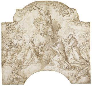 Giovanni Battista Della Rovere - Christ In Glory, Adored By The Virgin, St. Francis, A Saint And Angels