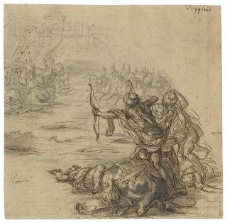 Giovanni Battista Foggini - A battle scene outside a walled city