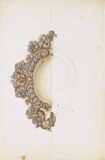 Giovanni Battista Foggini - Study For A Frame Decorated With Laurel And Acanthus Leaves, A Soldier In A Shield In The Lower Section