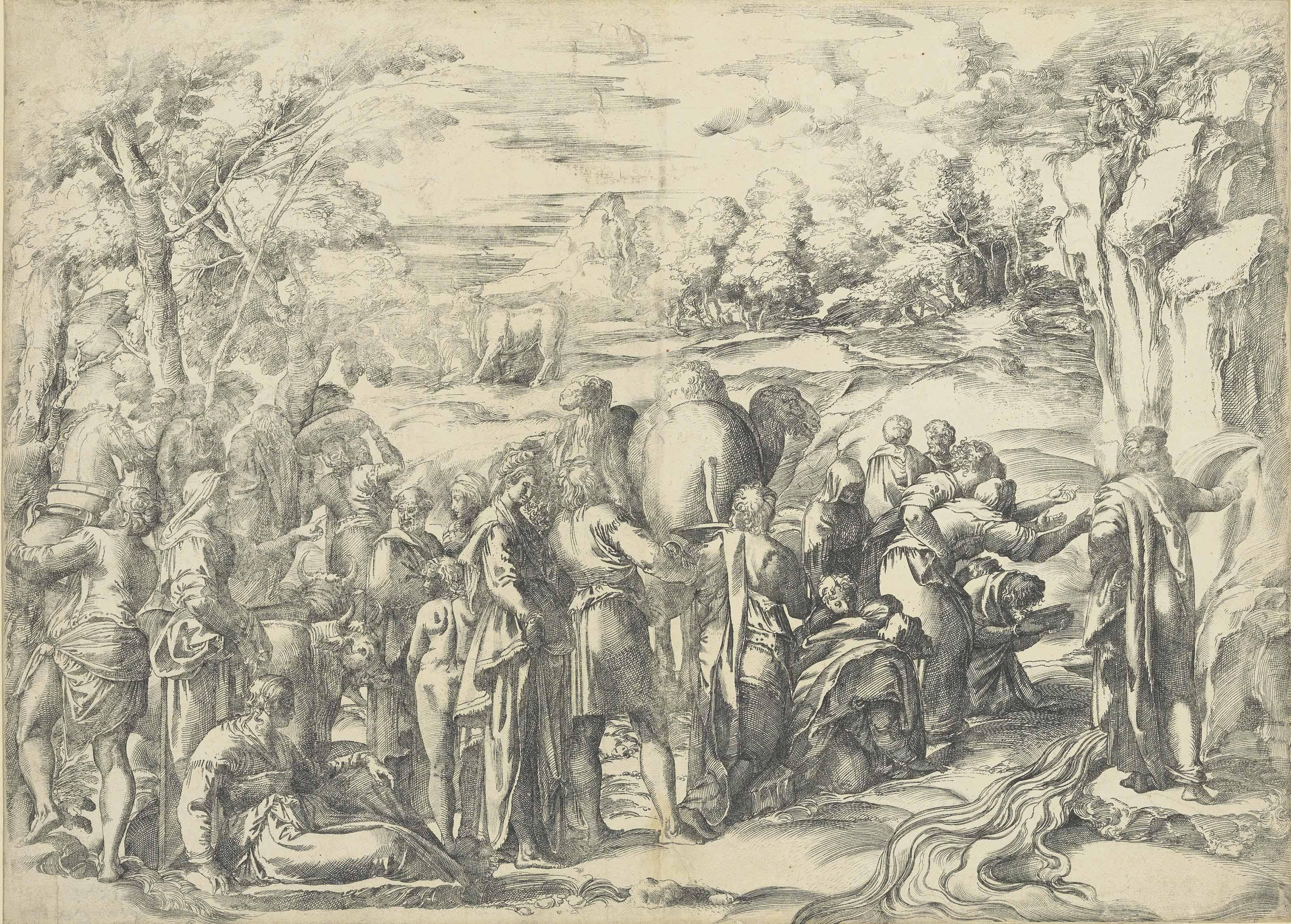 Giovanni Battista Franco - Moses Drawing Water From The Rock