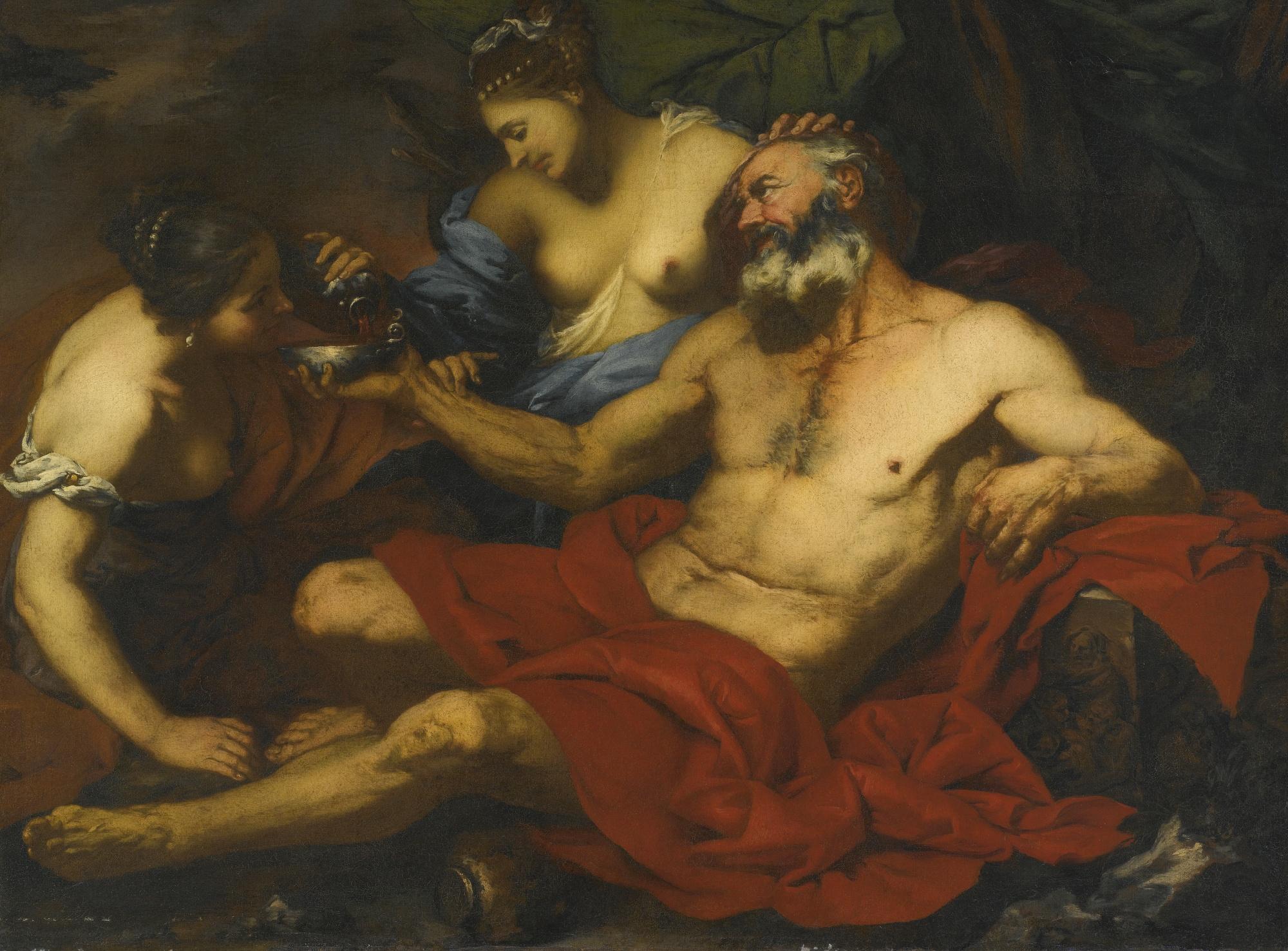 Giovanni Battista Langetti - Lot And His Daughters
