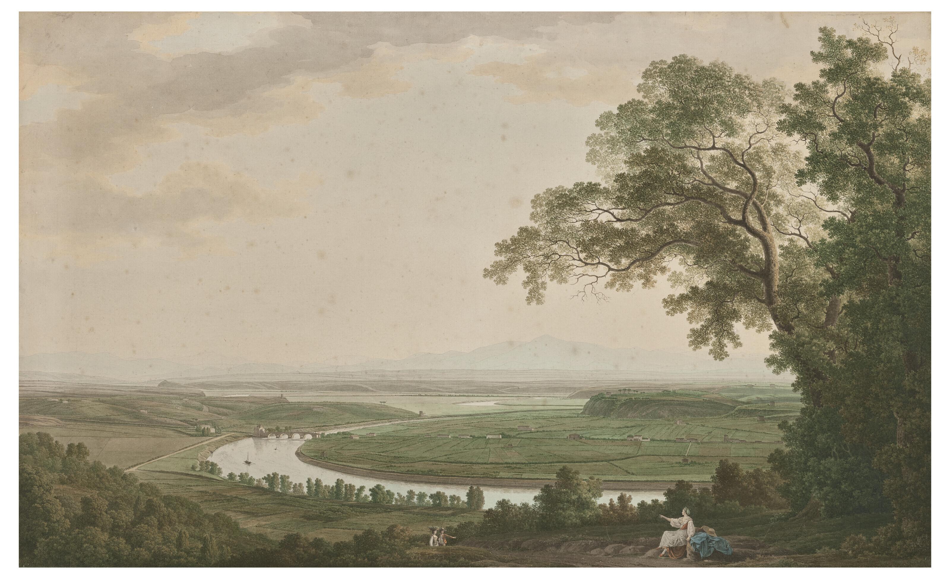 Giovanni Battista Lusieri - A view of the Tiber Valley towards the North from Monte Mario