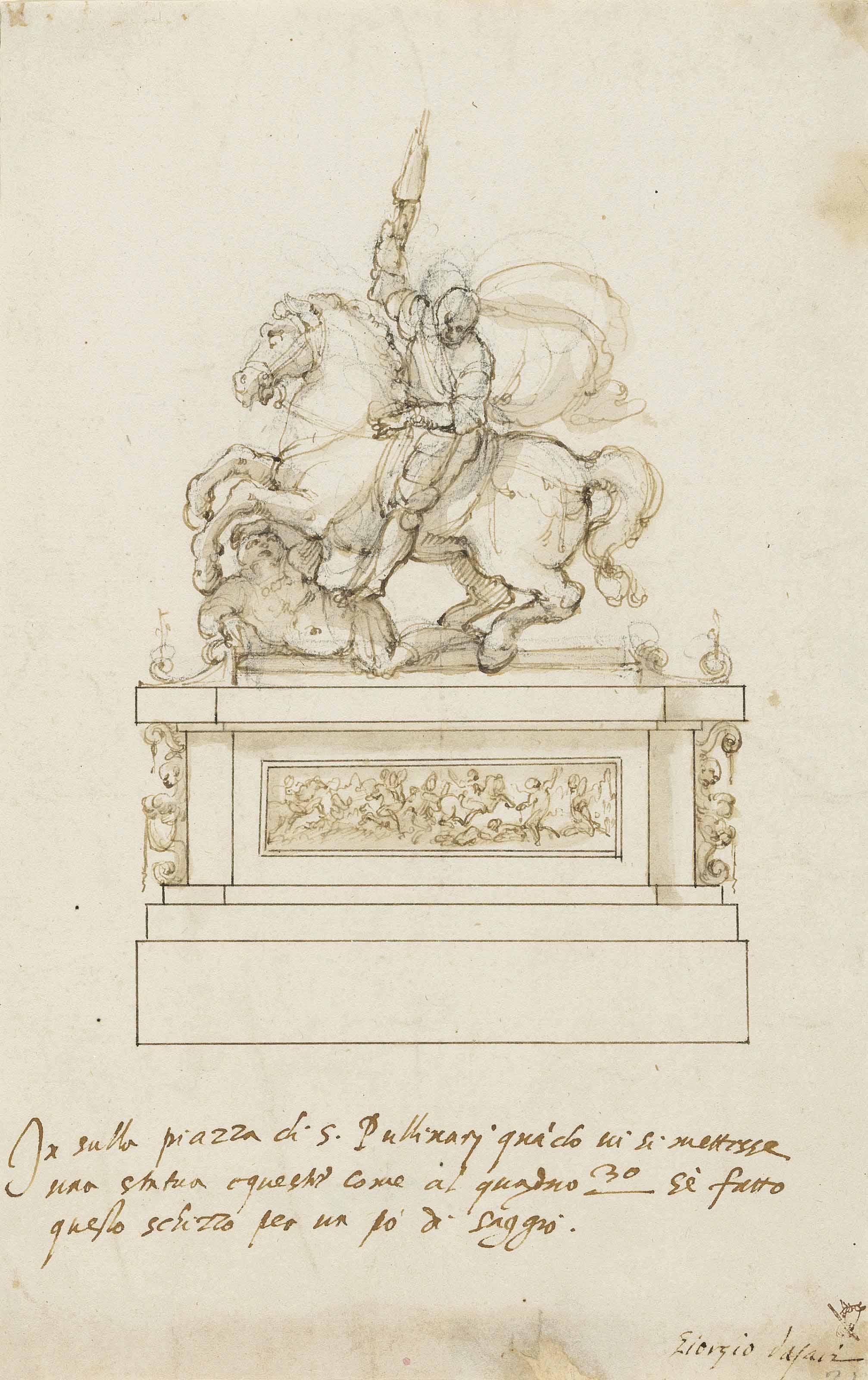Giovanni Battista Naldini - Design for an equestrian monument