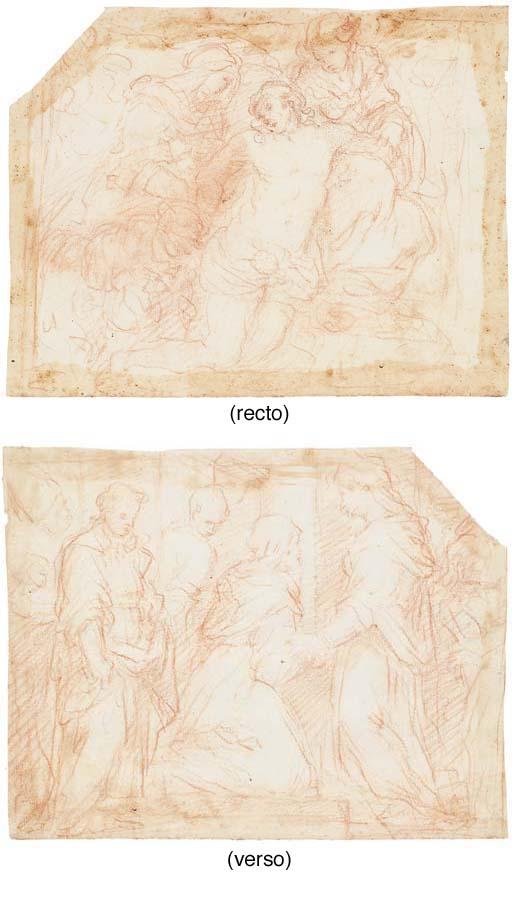 Giovanni Battista Naldini - La Deposition (Recto); la Visitation (Verso)