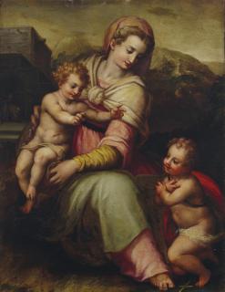 Giovanni Battista Naldini - Madonna And Child With The Infant Saint John The Baptist