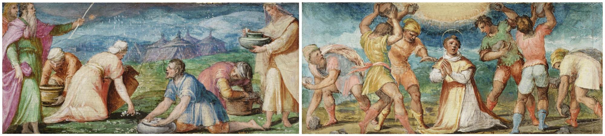 Giovanni Battista Naldini - Manna From Heaven; The Stoning Of St. Stephen