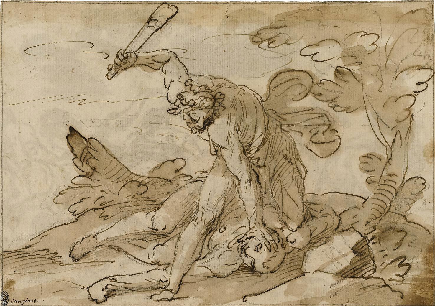 Giovanni Battista Paggi - Cain and Abel (recto); The Conversion of Saul (verso)