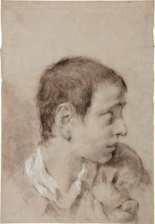 Giovanni Battista Piazzetta - A boy in profile, holding an apple