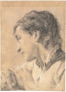 Giovanni Battista Piazzetta - Head of a young man looking down to the left