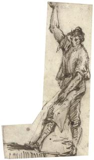 Giovanni Battista Piranesi - A man in profile to the left, his right arm raised, his right arm resting on his thigh