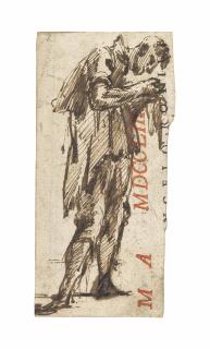 Giovanni Battista Piranesi - A standing man, seen in profile, examining a small object in his hands