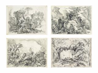 Giovanni Battista Piranesi - Four Grotteschi (Hind 24-7; Robison 21-4; Focillon 20-23)