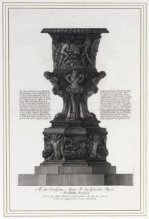 Giovanni Battista Piranesi - Marble vase with pedestal from Hadrian\'s Villa, Tivoli; and A Marble vase ornamented with frieze of slaves and griffons