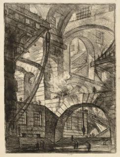 Giovanni Battista Piranesi - Perspective of Arches, with a Smoking Fire, from: Carceri d\'Invenzione (Hind 6; Robison 32)