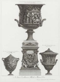 Giovanni Battista Piranesi - Vasi, Candelabri, Cippi, Sarcophagi, Tripodi, Lucerne, et Ornamenti Antichi Disegn: Two Plates (Wilton-Ely 937; and 942)