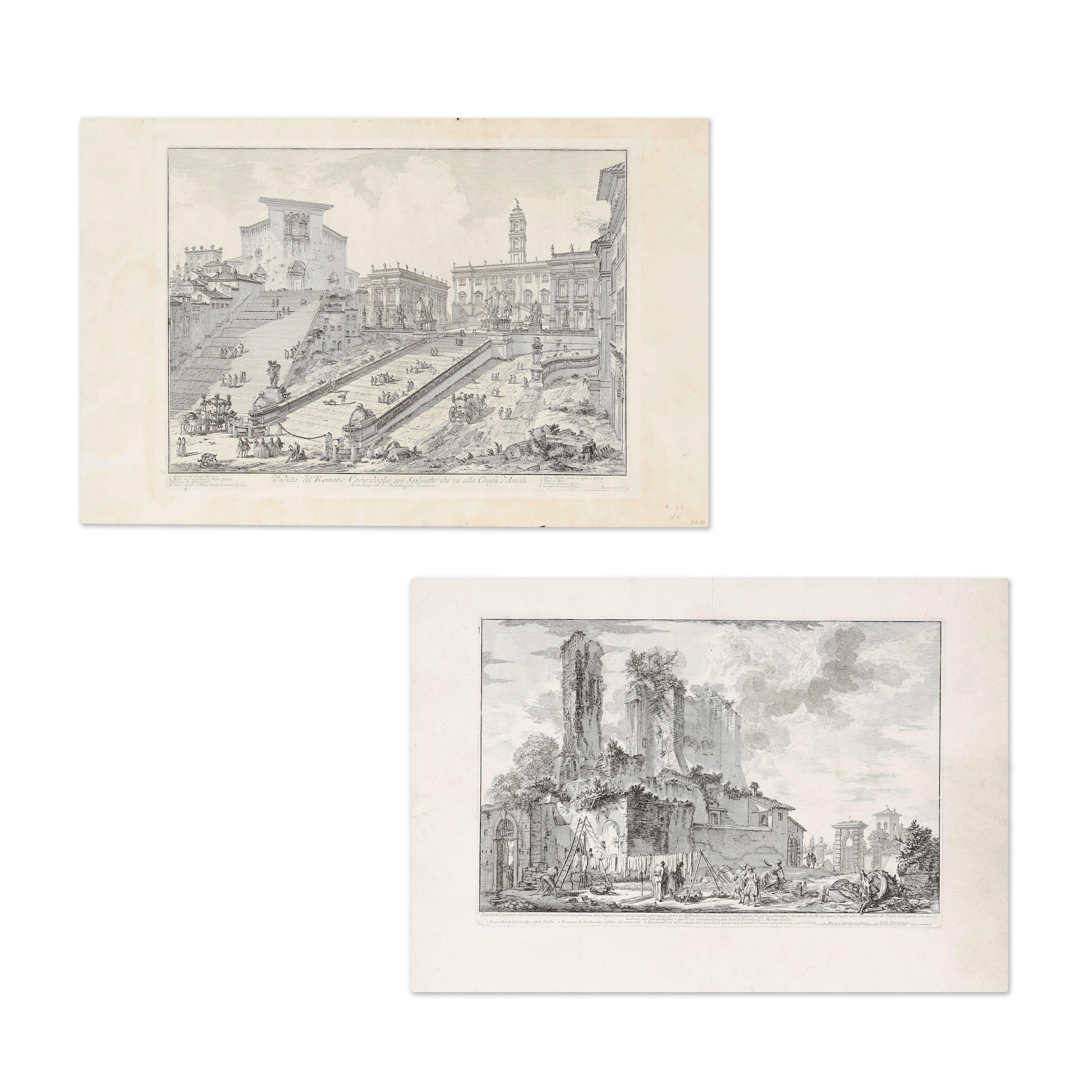 Giovanni Battista Piranesi - Veduta del Campidoglio (H38) et Avanzo del Castello (H34)