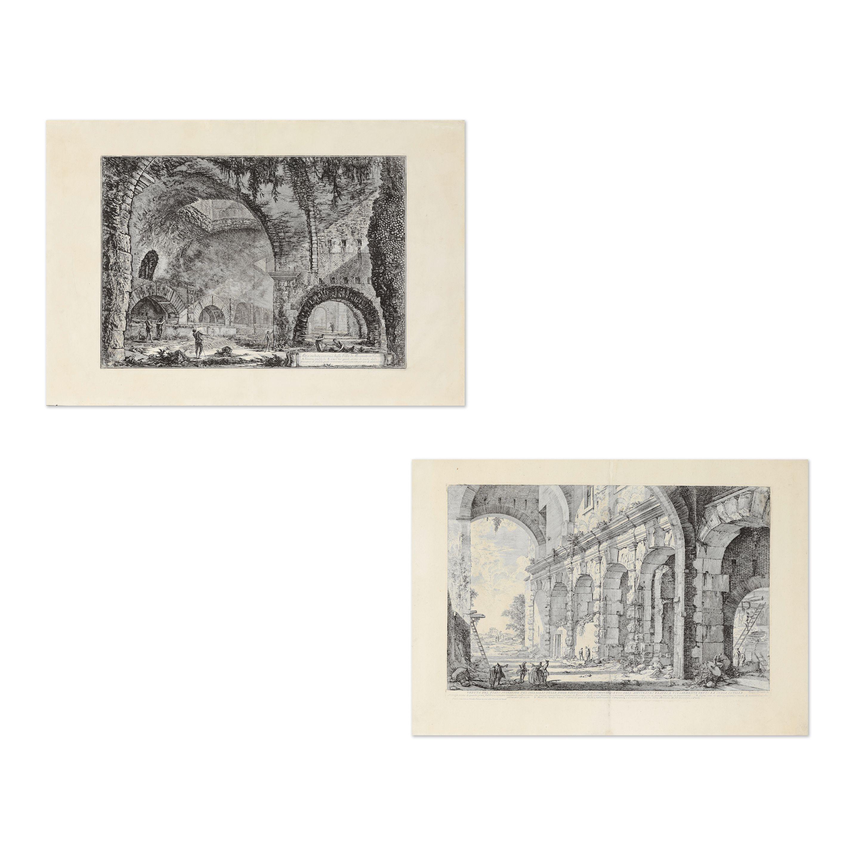 Giovanni Battista Piranesi - Veduta del Piano Superiore del Serraglio delle Fiere (H43), 1757 et Altra Veduta Interna della Villa Di Mecenate in Tivoli (H84), 1767