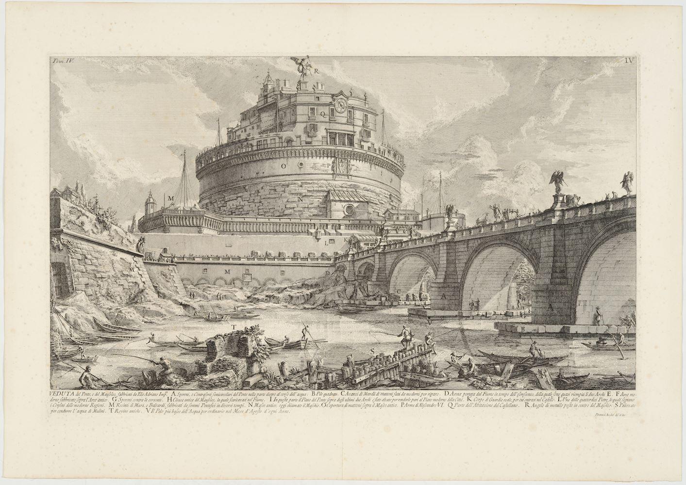 Giovanni Battista Piranesi - Veduta del Ponte, e del Mausoleo, fabbricati da Elio Adriano Imp. 1756.