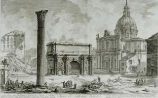 Giovanni Battista Piranesi - Veduta dell Basilica de Sta. Maria Maggiore; and Arco di Settimo Severo (from Vedute di Roma): Two Plates