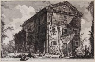 Giovanni Battista Piranesi - Veduta di Campo Vaccino; Veduta del tempio di Bacco, or di S. Urbano, from Vedute di Roma 3