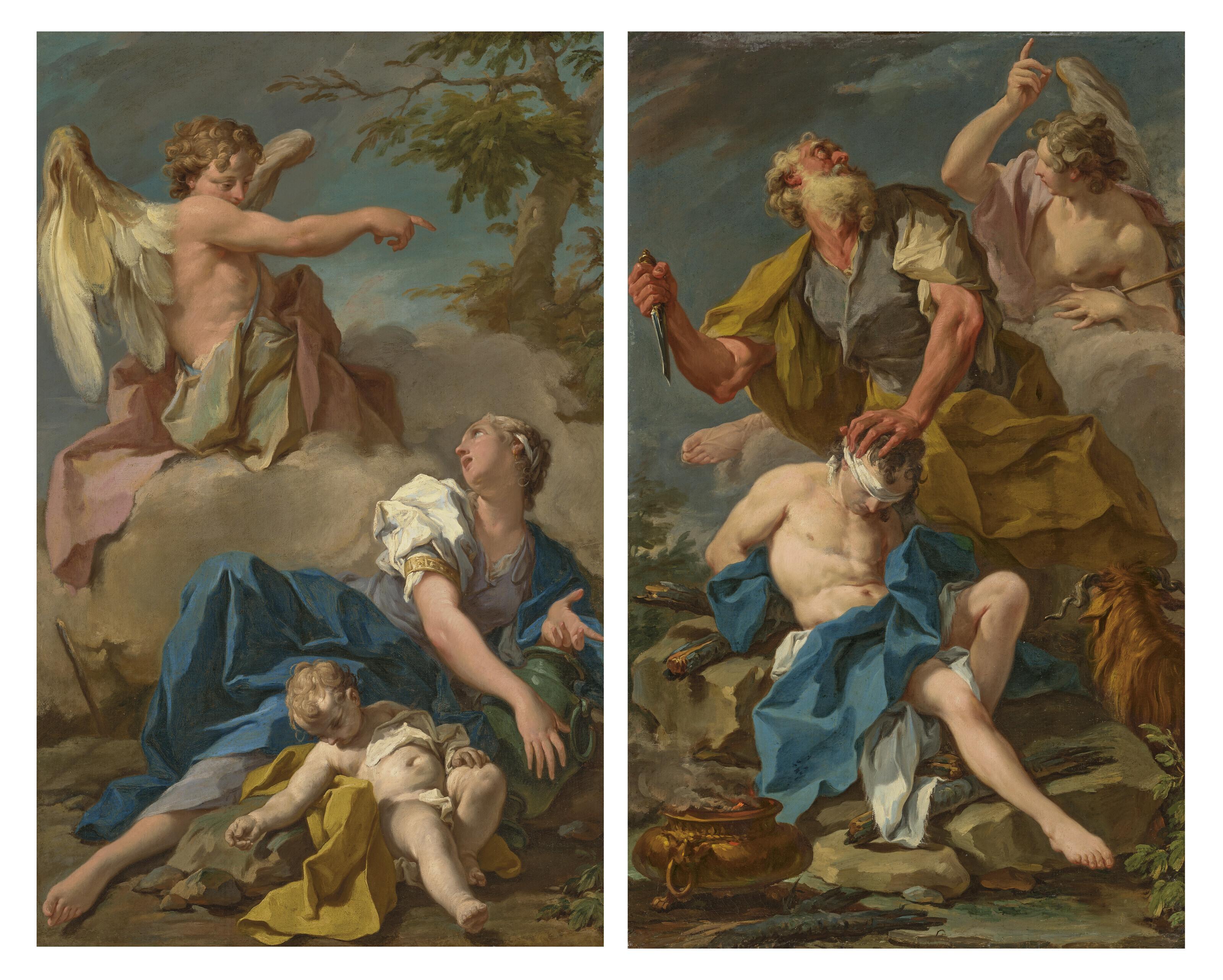 Giovanni Battista Pittoni - The Angel appearing to Hagar and Ishmael; and The Sacrifice of Isaac