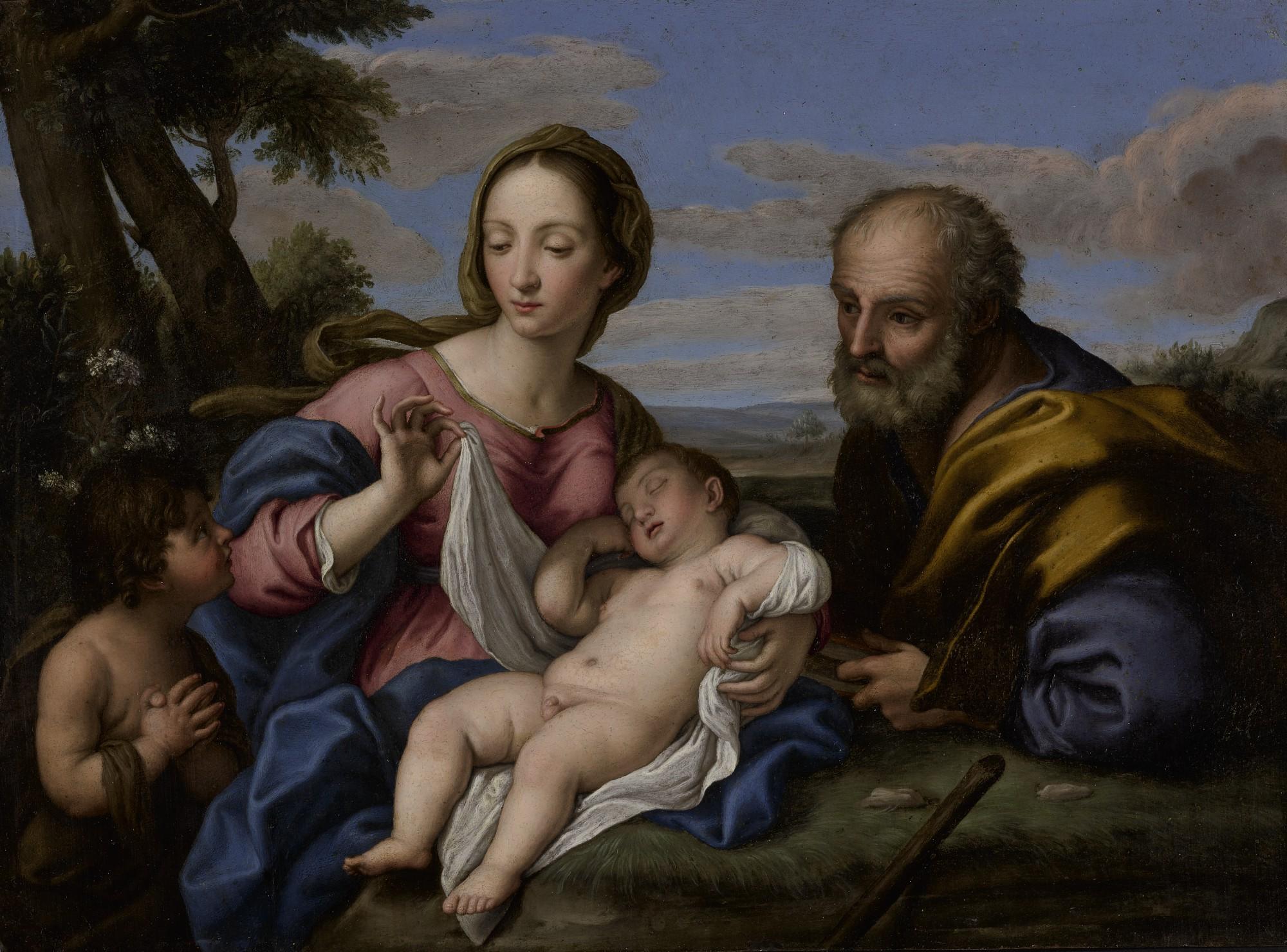 Giovanni Battista Salvi - Holy Family With The Infant Saint John The Baptist