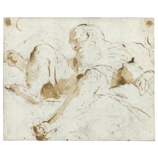 Giovanni Battista Tiepolo - A Bearded Old Man Seated In The Clouds, Seen From Below