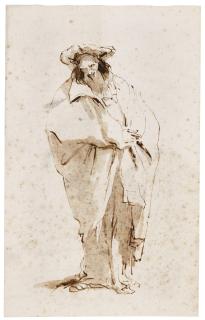 Giovanni Battista Tiepolo - A Bearded Oriental, Standing, Wearing A Cloak And Soft Hat 