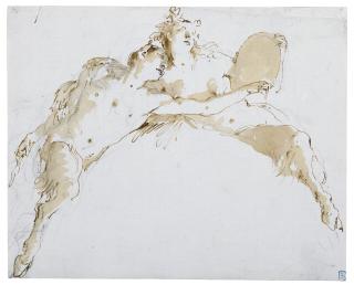 Giovanni Battista Tiepolo - A Faun, His Left Arm Outstretched, And A Fauness Holding A Tambour